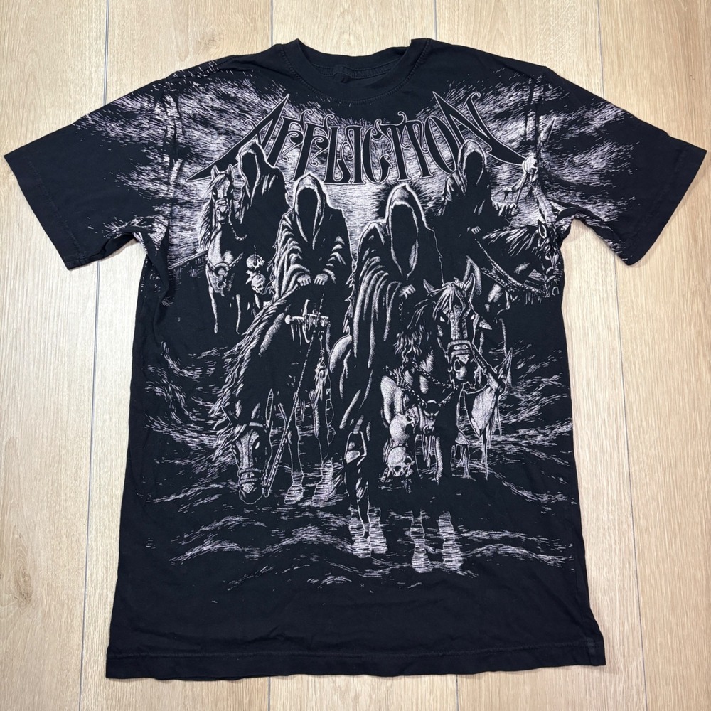 Affliction Mens Black Night Four Horsemen Apocalypse Graphic T-Shirt White Small